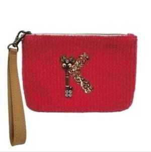 ANTHROPOLOGIE MISS  ALBRIGHT Initial “K“ Jeweled Key Wristlet Pouch
